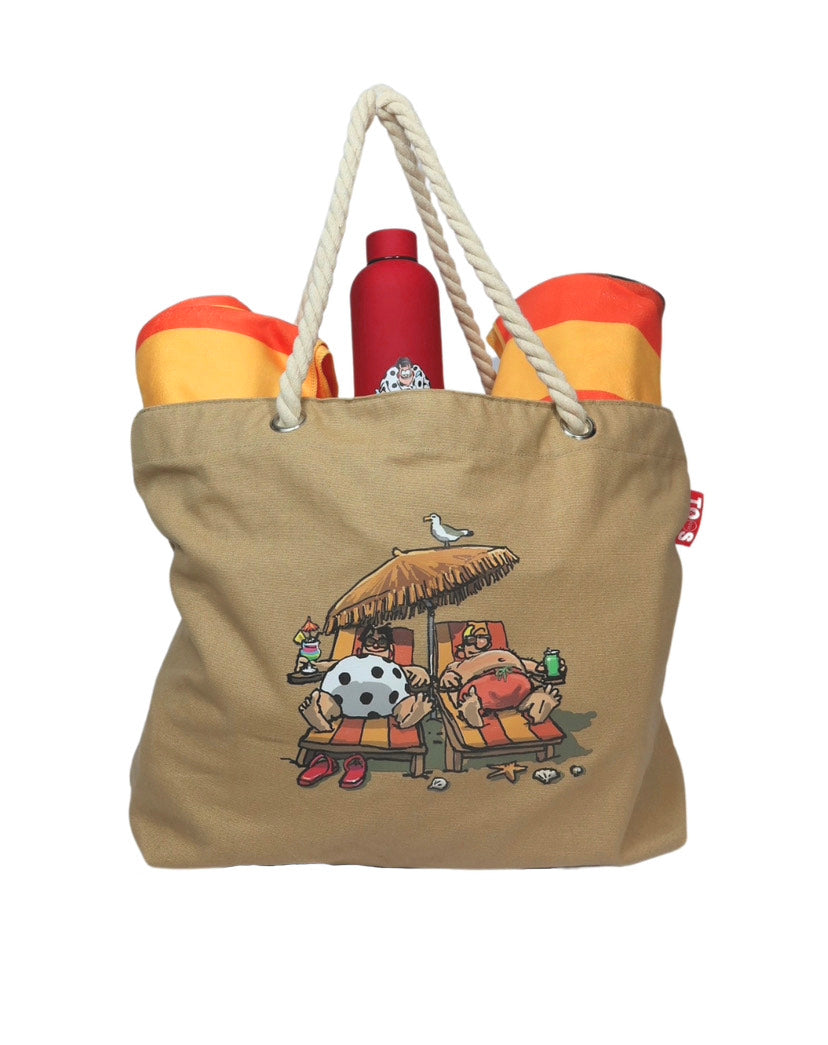 Bundel strandtas + XL handdoeken + thermosfles