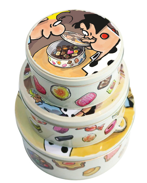 Set van 3 blikken koektrommels