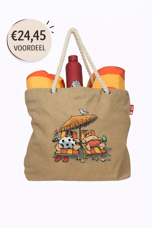 Bundel strandtas + XL handdoeken + thermosfles