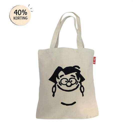 Geborduurde canvas tote tas