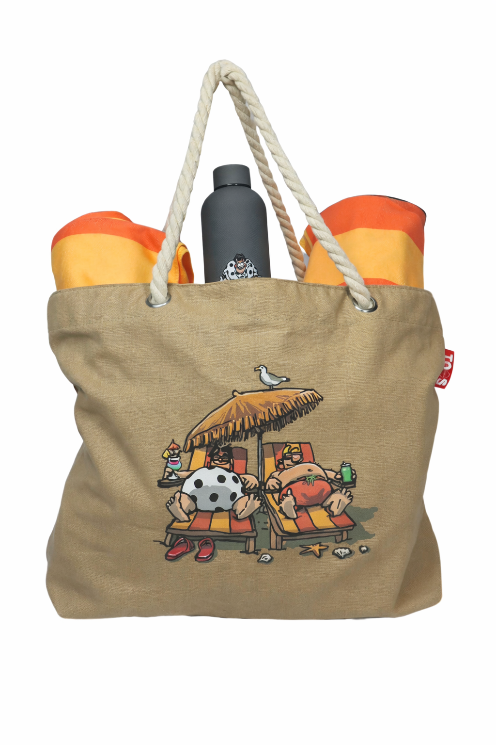 Bundel strandtas + XL handdoeken + thermosfles