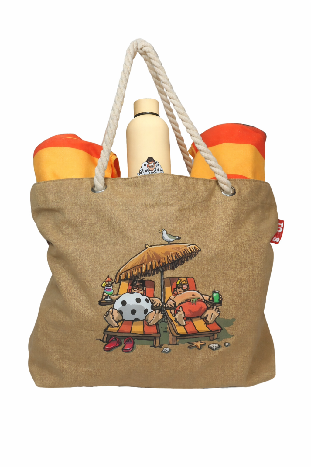 Bundel strandtas + XL handdoeken + thermosfles