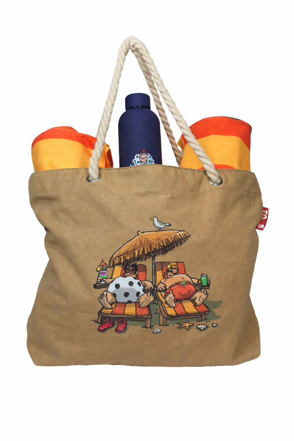 Bundel strandtas + XL handdoeken + thermosfles