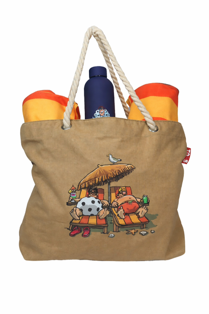 Bundel strandtas + XL handdoeken + thermosfles