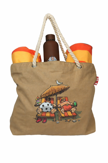 Bundel strandtas + XL handdoeken + thermosfles