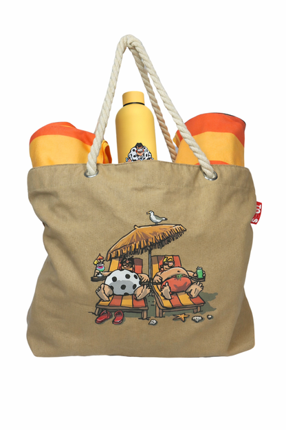 Bundel strandtas + XL handdoeken + thermosfles