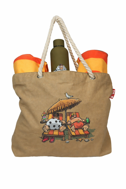 Bundel strandtas + XL handdoeken + thermosfles