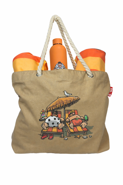 Bundel strandtas + XL handdoeken + thermosfles