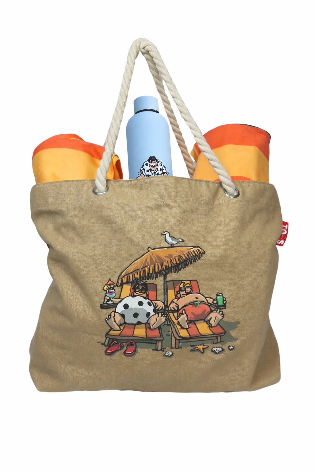 Bundel strandtas + XL handdoeken + thermosfles