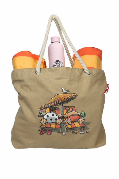 Bundel strandtas + XL handdoeken + thermosfles
