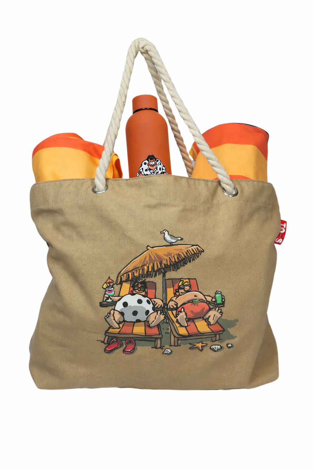 Bundel strandtas + XL handdoeken + thermosfles