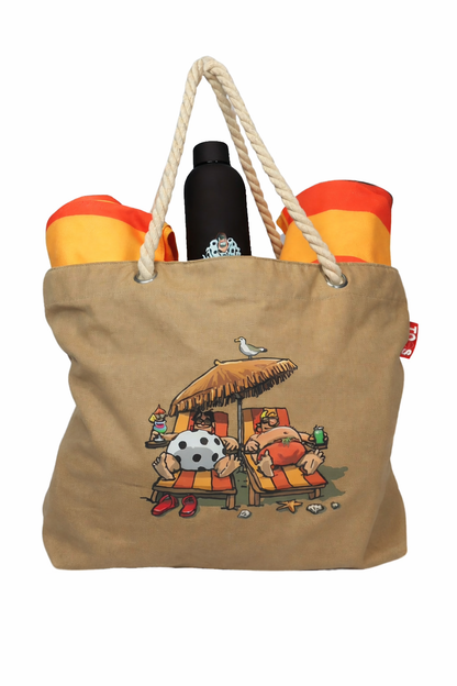 Bundel strandtas + XL handdoeken + thermosfles