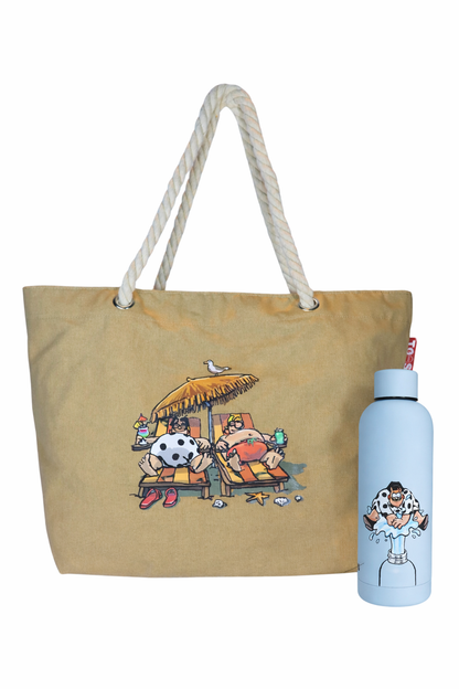 Bundel Strandtas + thermosfles