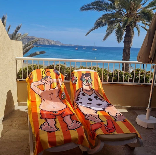Set van 2 strandhanddoeken (1 x Toos & 1 x Henk) XL