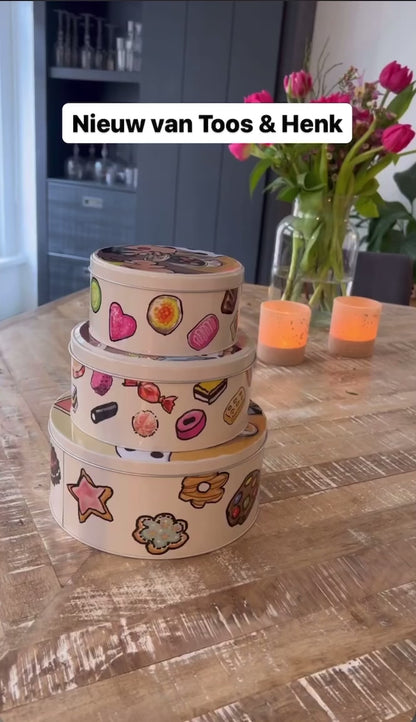 Set van 3 blikken koektrommels